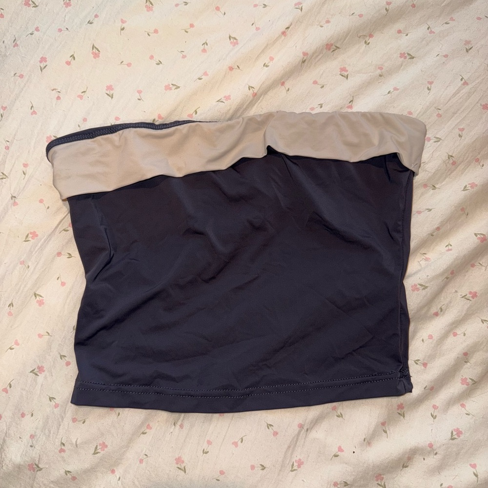 Princess Polly Navy and Beige Strapless tube Top